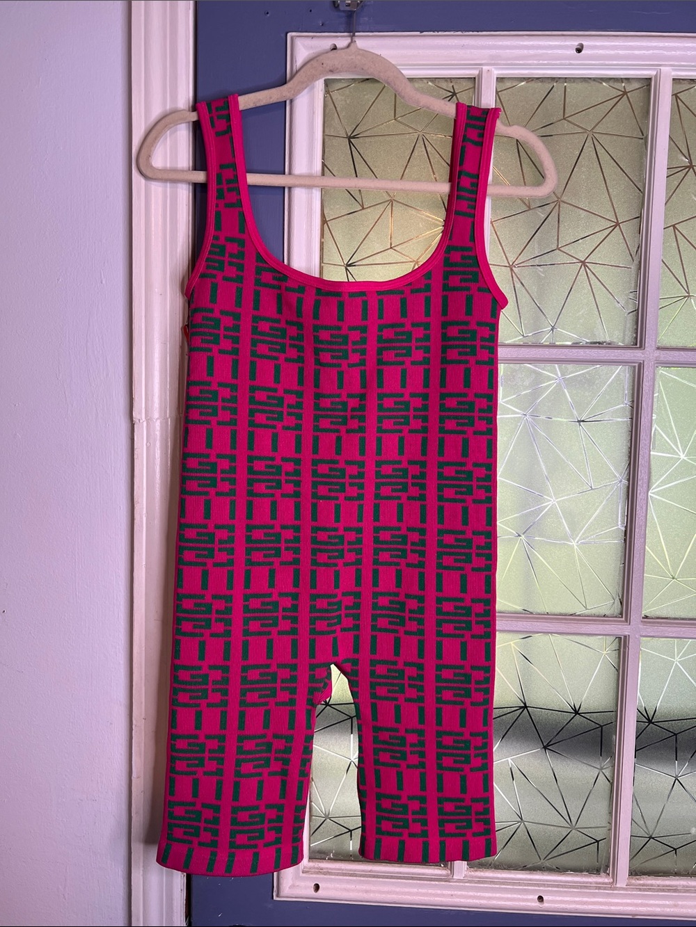 Roma concept  Pink and Black Geometric One-Piece Romper size L/xl NWT